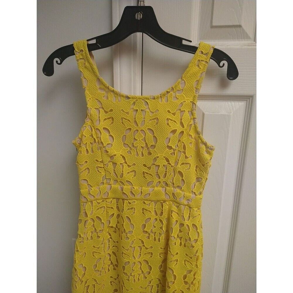 Banana Republic Embroidered Sleeveless Dress 00p Yellow Boho Feminin Cottagecore - Picture 5 of 10